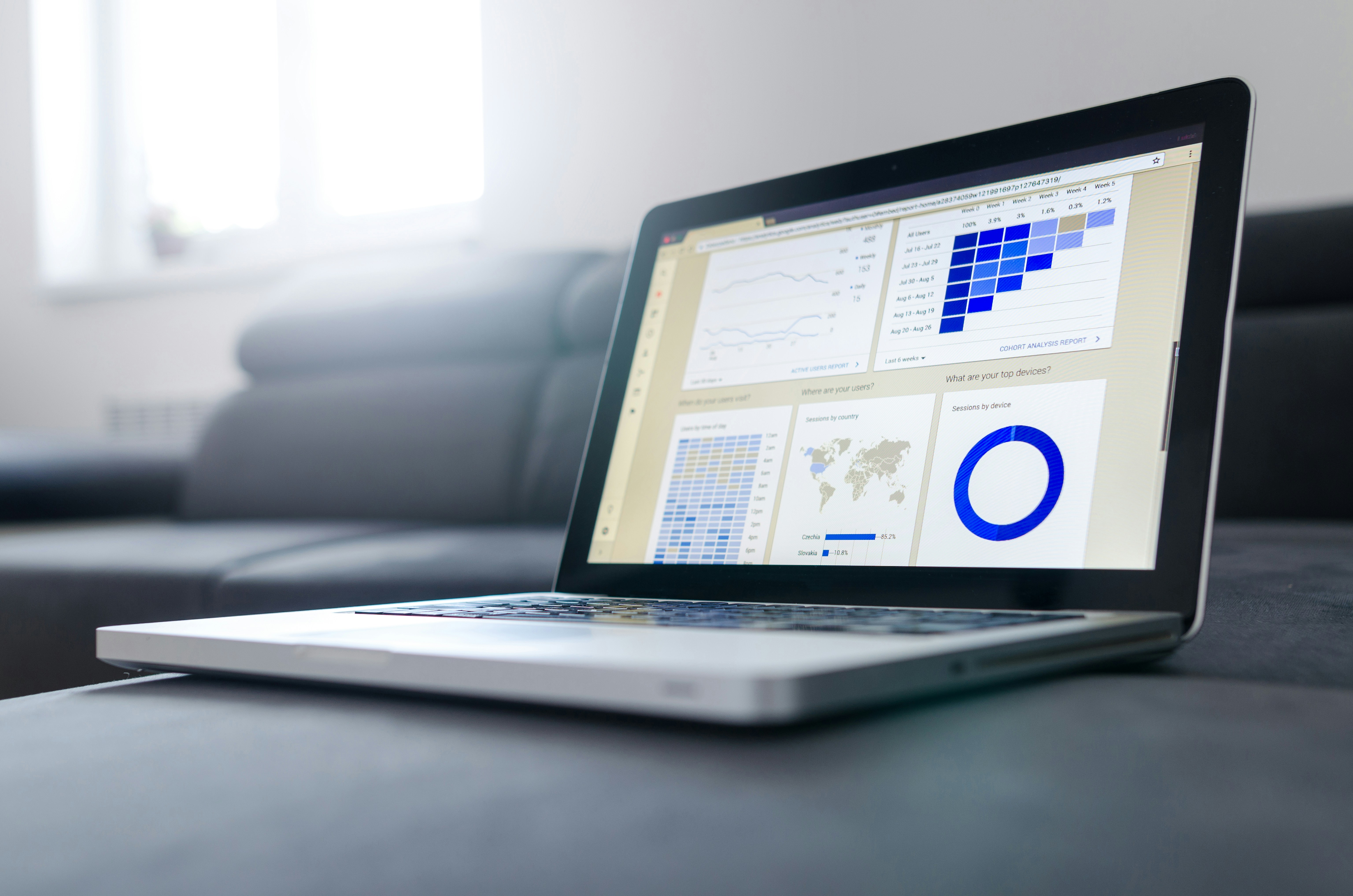 A background image showing a modern workspace, representing business growth and strategy.